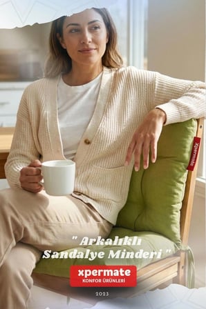 Pofuduk Arkalıklı Sandalye Minderi Bağcıklı Yıkanabilir Dekoratif Minder