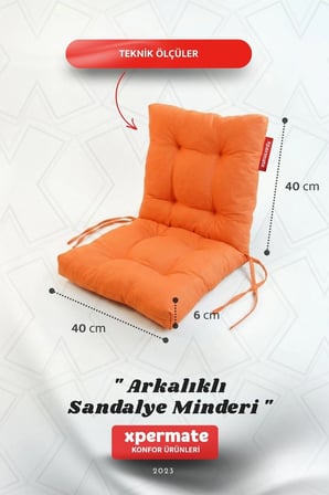 Pofuduk Arkalıklı Sandalye Minderi Bağcıklı Yıkanabilir Dekoratif Minder