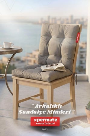 Pofuduk Arkalıklı Sandalye Minderi Bağcıklı Yıkanabilir Dekoratif Minder