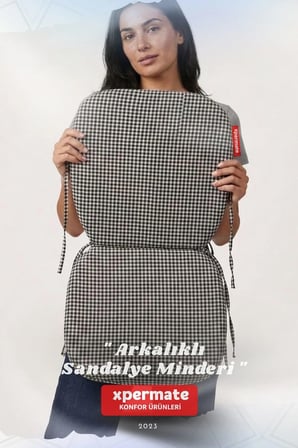 Pötikare Sırtlıklı Sandalye Minderi 42x42 Fermuarlı Yıkanabilir Kılıf Bağcıklı Minder Standart Fit