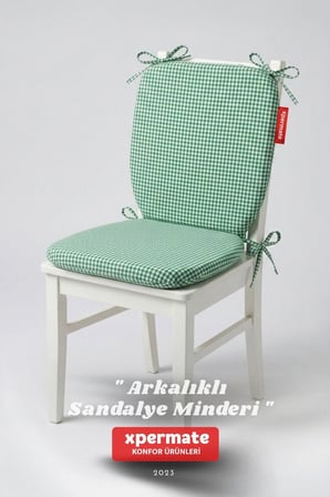 Pötikare Sırtlıklı Sandalye Minderi 42x42 Fermuarlı Yıkanabilir Kılıf Bağcıklı Minder Standart Fit