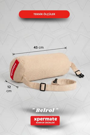 Belrol Bel Destek Yastığı Seyahat Sırt Bel Destek Minderi Yıkanabilir Kılıflı 