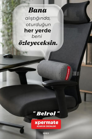 Belrol Bel Destek Yastığı Seyahat Sırt Bel Destek Minderi Yıkanabilir Kılıflı 