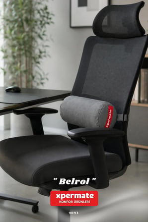 Belrol Bel Destek Yastığı Seyahat Sırt Bel Destek Minderi Yıkanabilir Kılıflı 