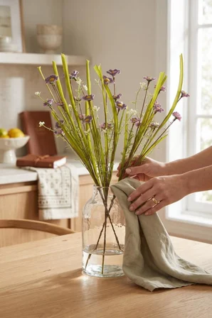 Yapay Çiçek Lateks Sazlı Papatya Dalı Mor 50 cm Gerçek Dokulu Dekoratif Çiçek