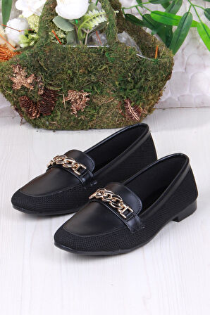 Fort 8571 Zincir Toka Detaylı Şık Rahat Kadın Babet