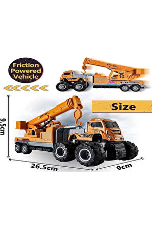 Sürtmeli 4x4 İnşaat Araçları Ekskavatör Kepçe 27 Cm Oyuncak İş Makinası Oyuncak Kepçe