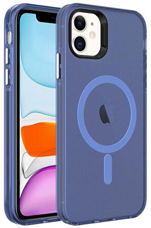 iPhone 12 Kılıf Magsafe Şarj Özellikli Buzlu Transparan C-Pro Sert Kapak