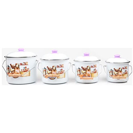 Alev Emaye Bakraç  Yoğurt Bağraç Bakliyat Kabı Seti 22 cm 6 litre