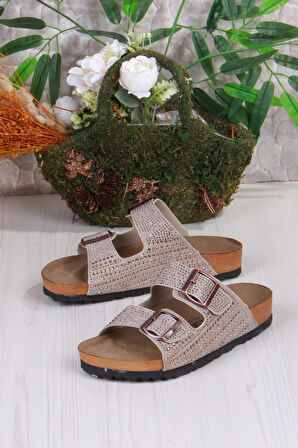 Fort 8731 Anatomik Rahat Taban Taşlı Çift Tokalı Şık Kadın Terlik