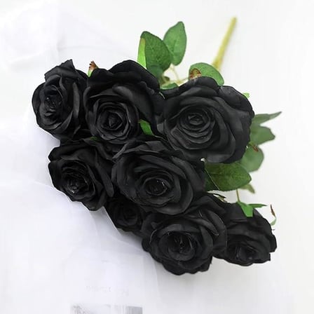 Yapay Çiçek Siyah 9lu Gül Demeti Kumaş 40*25cm