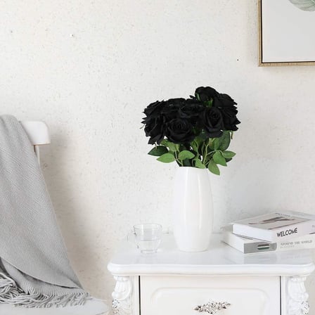 Yapay Çiçek Siyah 9lu Gül Demeti Kumaş 40*25cm