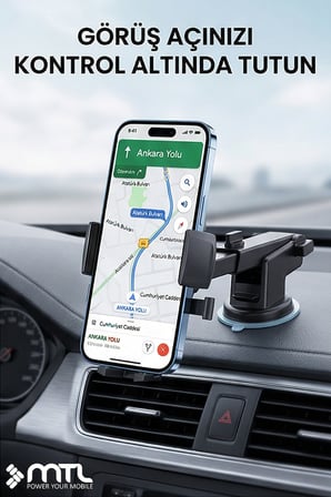 Katılabilir ve 270° Ayarlanabilir Kol Araç İçi Telefon Tutucu Dayanıklı Ve Güçlü Vantuzlu