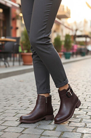 Fort 906233 Toka Detaylı Lastik Taban Fermuarlı Kadın Bot