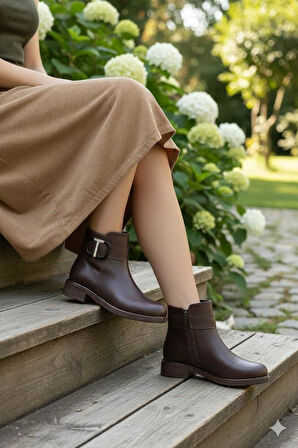 Fort 906233 Toka Detaylı Lastik Taban Fermuarlı Kadın Bot