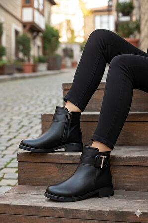 Fort 906233 Toka Detaylı Lastik Taban Fermuarlı Kadın Bot