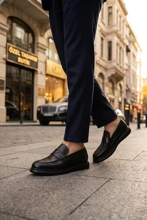 Fort 920311 Siyah Cilt Damat Ayakkabısı Takım Ayakkabısı Erkek Ayakkabı