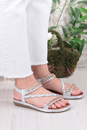 Fort Guja 24Y152-18 Anatomik Rahat Kaymaz Taban Taşlı Kadın Sandalet