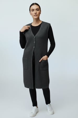 Ece Giyim Tesettür Yelek Triko Koyu Gri 3XL