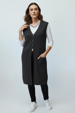 Ece Giyim Tesettür Yelek Triko Koyu Gri 3XL