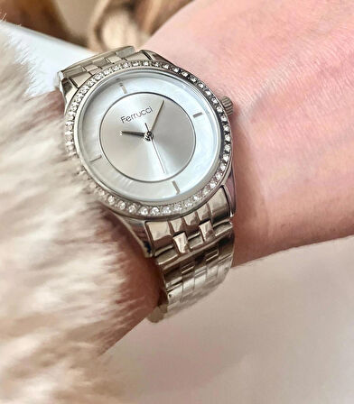 Ferrucci Silver Çelik Şık Kadın Kol Saati+Nazarlıklı Set Hediye