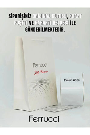 Ferrucci Çelik Modern Tasarım Altın Renk Kadın Kol Saat+Bileklik Hediyeli