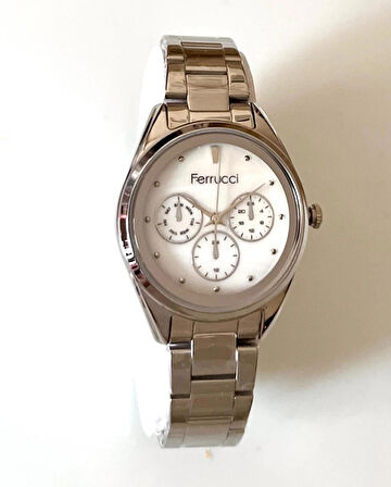 Ferrucci Silver Renk Spor Kasa Çelik Kadın Kol Saati+Bileklik Hediyeli