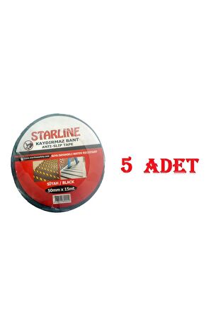50 Mm * 15 M Yüksek Tutuşlu Kaydırmaz Bant Starline Siyah X 5 Adet