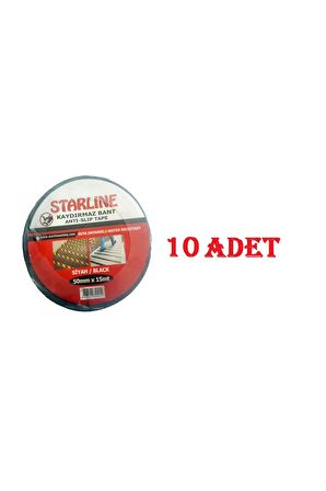 50 Mm * 15 M Yüksek Tutuşlu Kaydırmaz Bant Starline Siyah X 10 Adet
