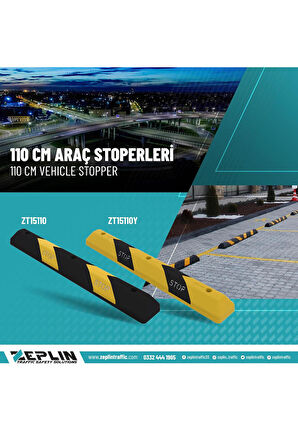 110 Cm Yüksek Performans Araç Stoperi Siyah-Sarı x 4 Adet