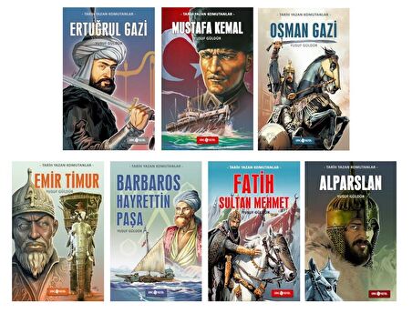 Yusuf Güldür Tarih Yazan Komutanlar Seti 7 Kitap (Mustafa Kemal + Fatih Sultan Mehmet + Emir Timur + Osman Gazi + Alparslan + Barbaros Hayrettin Paşa + Ertuğrul Gazi)