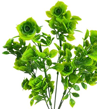 Yapay Çiçek Plastik Yeşil Mini Gül Demeti Garnitür Aradal Dekoratif Yapay Bitki