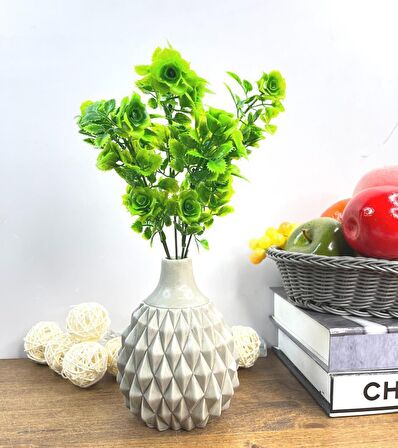 Yapay Çiçek Plastik Yeşil Mini Gül Demeti Garnitür Aradal Dekoratif Yapay Bitki