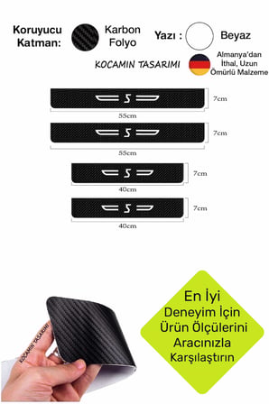 Audi S Kapı Koruyucu Karbon Kaplama Kapı Eşiği Dekoratif 4 Parça Siyah Beyaz Yazı Audi S
