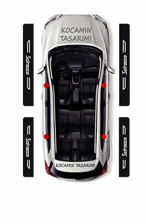 Karbon Kapı Eşik Koruyucu  Volkswagen Scirocco Yazılı Dekoratif Siyah Karbon Beyaz Yazılı 4 Parça Koruma Volkswagen Scirocco