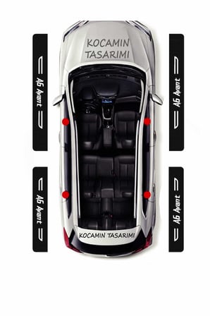 Audi A6 Avant Karbon Kapı Koruma Eşiği Yazılı Dekoratif Kaplama Siyah Üzeri Beyaz 4 Parça Audi A6 Avant