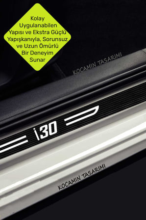 Infiniti İ30 Dekoratif Karbon Kapı Koruma Eşiği Siyah Üzeri Beyaz Infiniti İ30 Yazılı 4'lü Set
