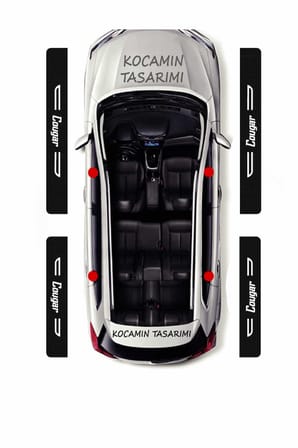 Ford Cougar Yazılı Siyah Karbon Kapı Eşiği Dekoratif Kapı Koruma Beyaz Yazılı 4 Parça Ford Cougar