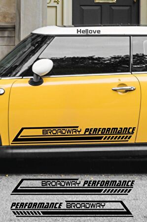 Renault Broadway Yan Şerit Performance Oto Araba Sticker Sağ ve Sol Siyah 55*16 Cm