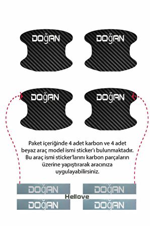 Oto Araç Kapı Kolu Koruyucu Boya Çizik Önleyici Karbon  Tofaş Doğan Uyumlu Beyaz Doğan Yazılı