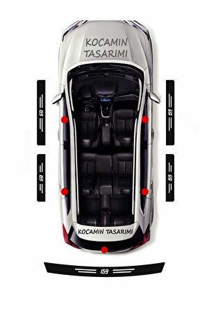 Alfa Romeo 159 Çizilmeye Dayanıklı Karbon Kapı Bagaj Eşik Koruma Seti Folyo Sticker 159 Yazılı