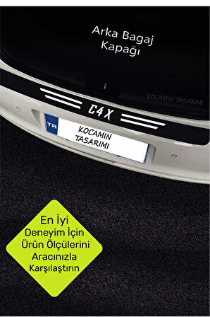 Citroen C4 X Karbon Kapı Eşiği ve Bagaj Koruyucu Set Çizilmeye Dayanıklı Sticker Folyo C4 X Yazılı