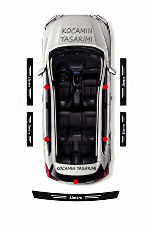 Hyundai Elantra Karbon Kapı Bagaj Eşik Koruma Seti Çizilmelere Karşı Dayanıklı Folyo Elantra Yazılı