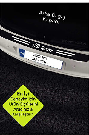 Hyundai i20 Active Araç Kapı Bagaj Eşiği Koruma Seti Çizilme Engelleyici Karbon Folyo i20 Active Yazılı