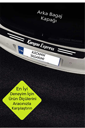Renault Kangoo Express Karbon Kapı Eşiği ve Bagaj Koruyucu Set Çizilmeye Dayanıklı Sticker Folyo Kangoo Express Yazılı