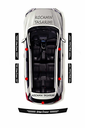 Toyota Urban Cruiser Araç Kapı ve Bagaj Eşiği İçin Çizilmeye Dayanıklı Karbon Folyo Koruma Seti Urban Cruiser Yazılı
