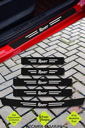 Rover Tasarımlı Karbon Kapı ve Bagaj Eşiği Koruma Seti Çizilmelere Karşı Dayanıklı Sticker Folyo Rover Yazılı