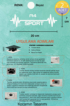 Audi A4 Nabız Kalp Atışı Ritim A4 Araç Uyumlu Oto Sticker 2 Adet Beyaz 20*7CM