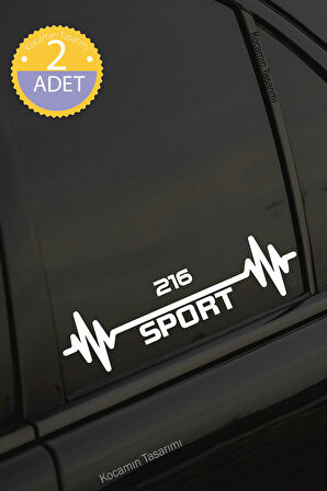 Rover 216 Nabız Kalp Atışı Ritim 216 Araç Uyumlu Oto Sticker 2 Adet Beyaz 20*7CM