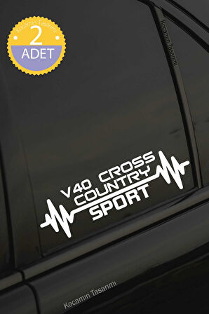 Volvo V40 Cross Country Nabız Kalp Atışı Ritim V40 Cross Country Araç Uyumlu Oto Sticker 2 Adet Beyaz 20*7CM
